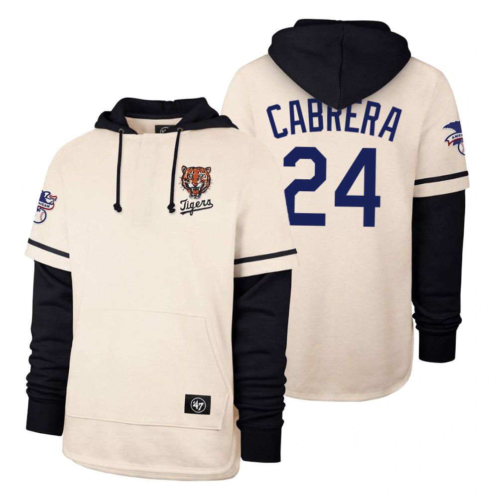 Men Detroit Tigers #24 Cabrera Cream 2021 Pullover Hoodie MLB Jersey->detroit tigers->MLB Jersey